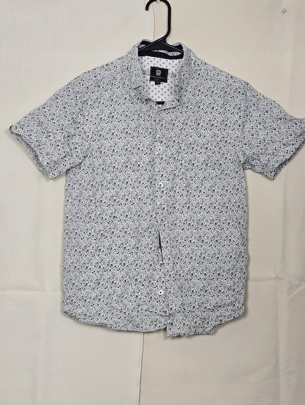 Steel & Jelly Boys' White Short-Sleeve Button-Down with Black Micro Print